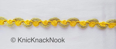 Shimmering Gold And Blue / Yellow / Coral Thread Floral Lace Trim, Rose Trim, Flower Roses